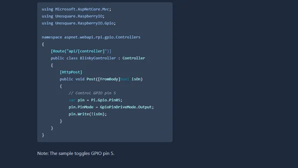 Toggle Raspberry Pi GPIO Pins with ASP.NET Core 2.0
