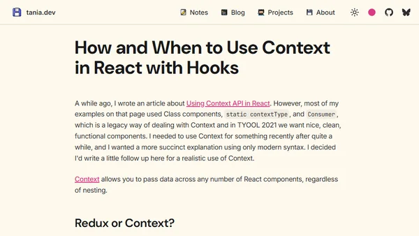 How and When to Use Context in React with Hooks