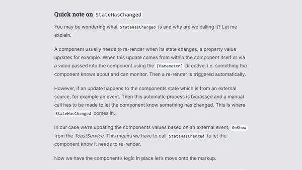 Blazor Toast Notifications using only C#, HTML and CSS