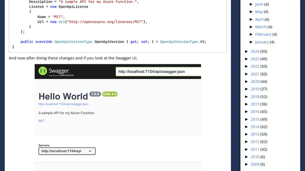 .NET Isolated Azure Functions: Enabling Open API Support