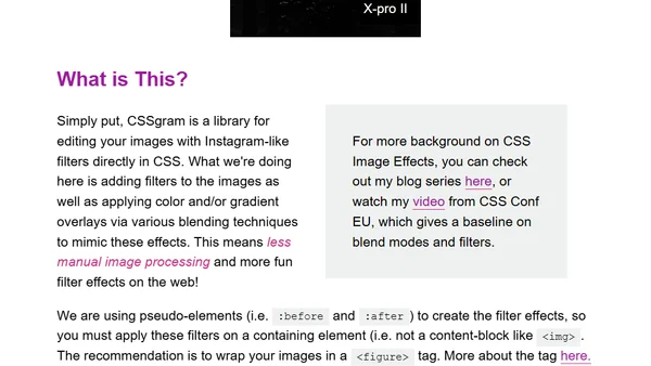 Introducing CSSgram: A CSS Library for Instagram Filters