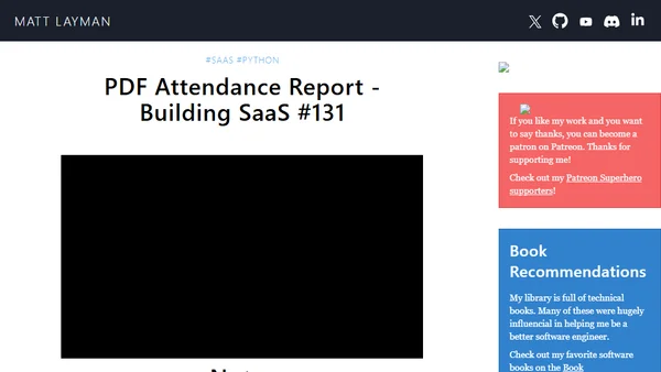 PDF Attendance Report - Building SaaS #131