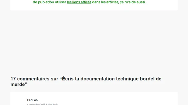 Écris ta documentation technique bordel de merde