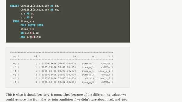 Joining two streams of data with Flink SQL