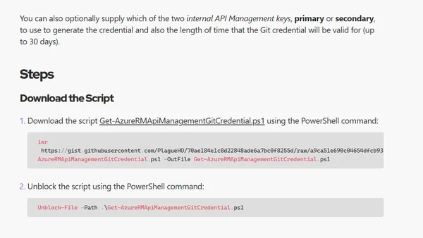 Get Azure API Management Git Credentials using PowerShell