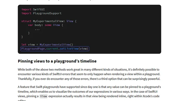 Three ways to render a SwiftUI view in a playground