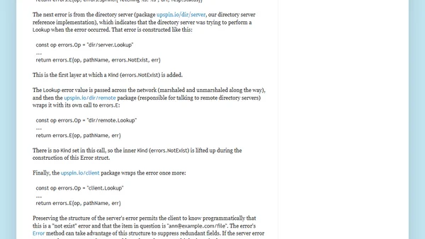 Error handling in Upspin