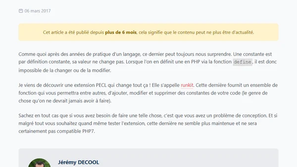 L'extension PHP qui permet de modifier des constantes