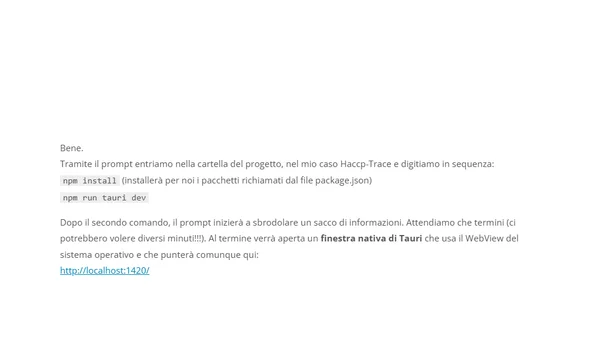 Il primo progetto con TAURI v2.x