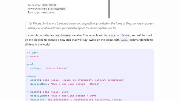 Azure Pipelines | Variable conditions