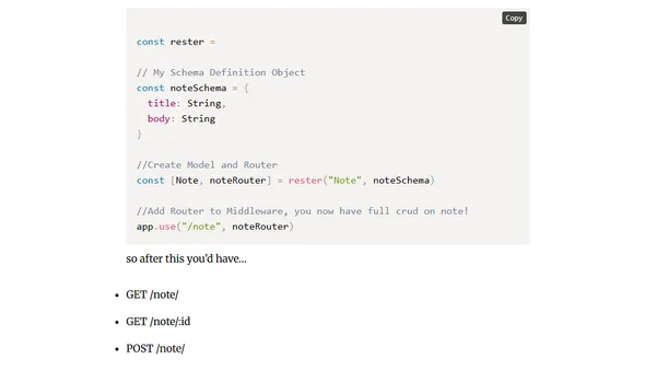 Full Crud Mongo/Express API in One Line with MongoRester