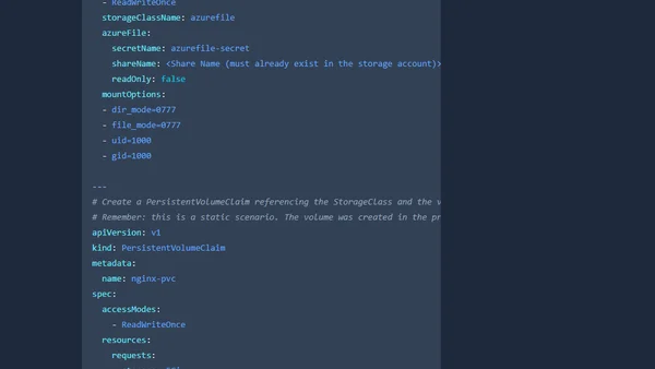 AKS: Persistent Volume with existing Storage Account