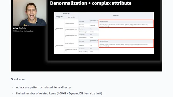 Notes from Data modeling with Amazon DynamoDB – Part 1 with Alex DeBrie