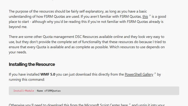 File Server Resource Manager (FSRM) Quotas DSC Resource