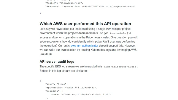 User access management on AWS Kubernetes cluster