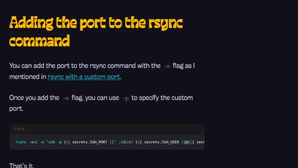 Rsync with Github actions when using a a custom port