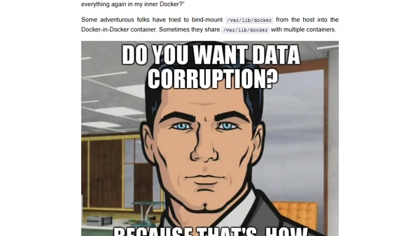 Using Docker-in-Docker for your CI or testing environment? Think twice.