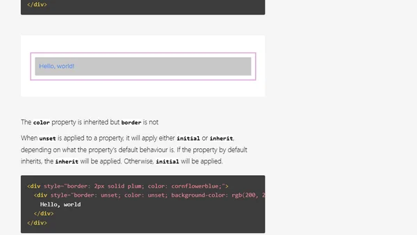 Initial, Inherit, Unset, and Revert