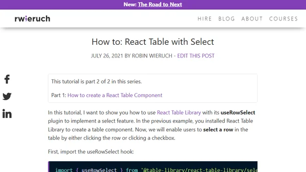 How to: React Table with Select