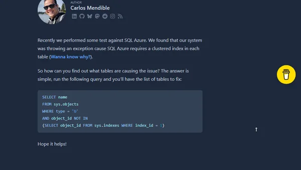 SQL Azure Requires Clustered Indexes in all tables