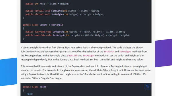 Is a square a rectangle? Liskov substitution principle in action