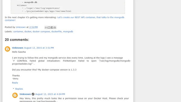 Series: How to create your own website based on Docker (Part 7 - Creating the mongodb Docker container)