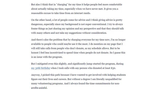 Want to meet people, try charging them for it?