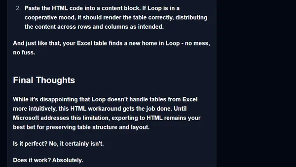 How to Copy-Paste a Table from Excel to Microsoft Loop Without Losing Your Mind