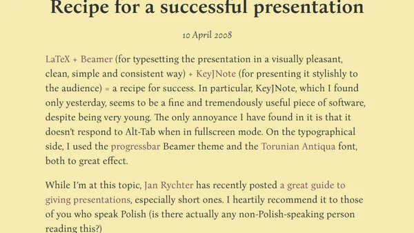 Recipe for a successful presentation