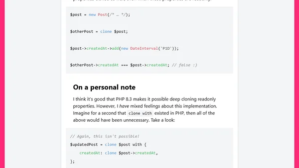 Cloning readonly properties in PHP 8.3