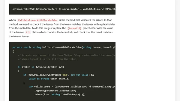 Multitenant Azure AD issuer validation in ASP.NET Core