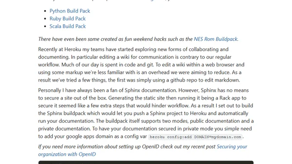 Sphinx Build Pack on Heroku