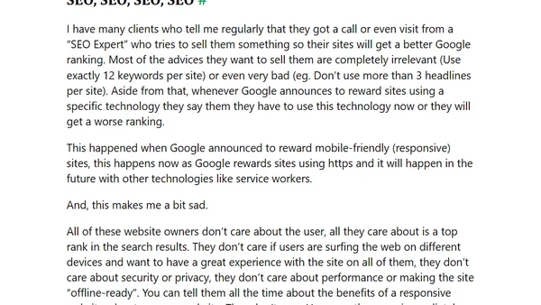Google to reward sites with service worker (offline ready) in search rankings