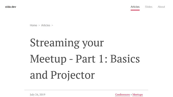 Streaming your Meetup - Part 1: Basics and Projector