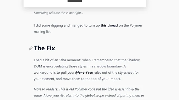 @font-face doesn't work in Shadow DOM
