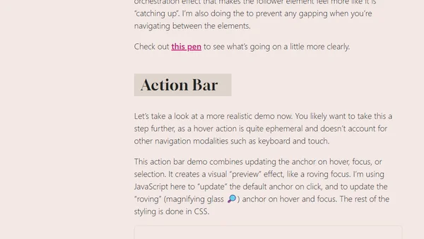 Follow-the-leader pattern with CSS anchor positioning