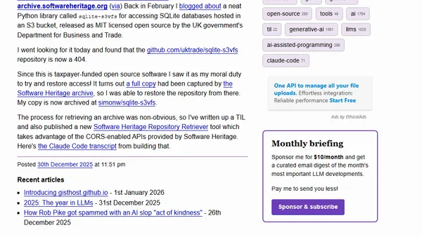 TIL: Downloading archived Git repositories from archive.softwareheritage.org