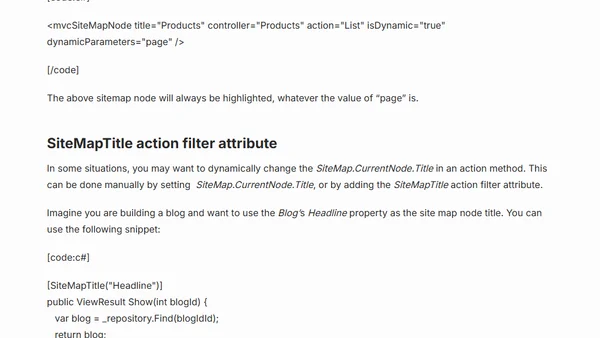 ASP.NET MVC MvcSiteMapProvider 1.0 released