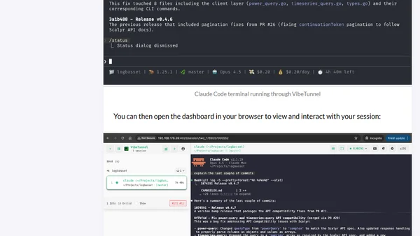 Using VibeTunnel to control Claude Code instances remotely