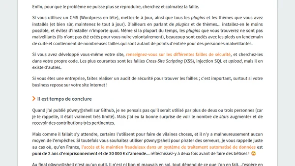 p0wny​@​shell, un shell PHP simple, mais (trop) efficace