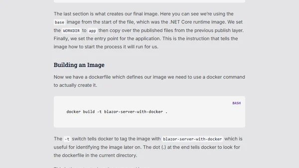 Containerising a Blazor Server App