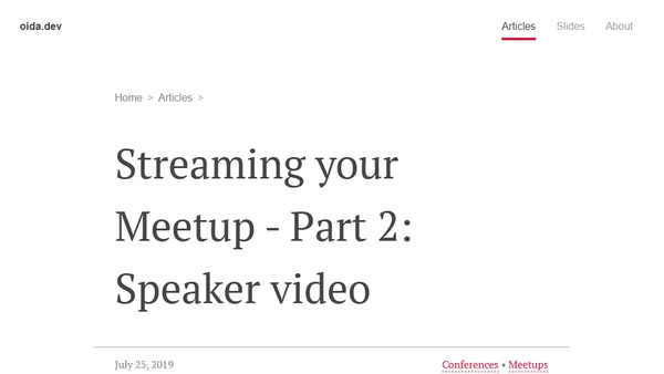 Streaming your Meetup - Part 2: Speaker video