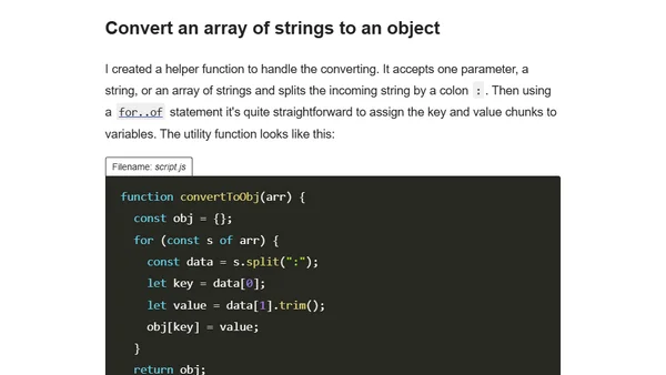 Create Objects From an Array of Key and Value like Strings