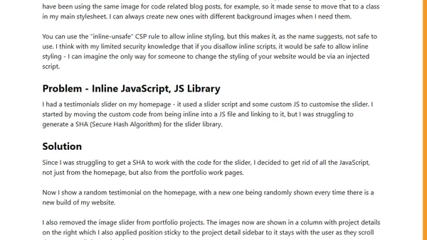 How I improved my website because of Content Security Policies