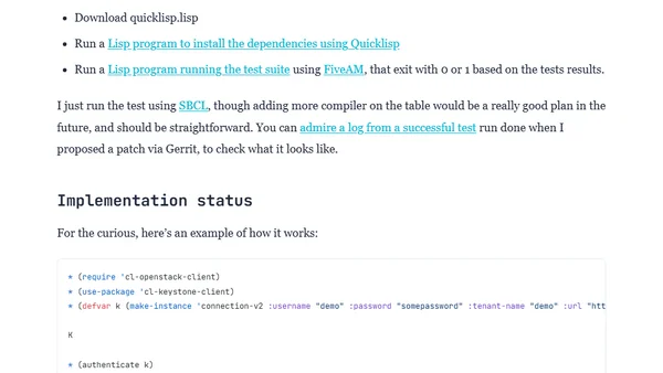 OpenStack meets Lisp: cl-openstack-client