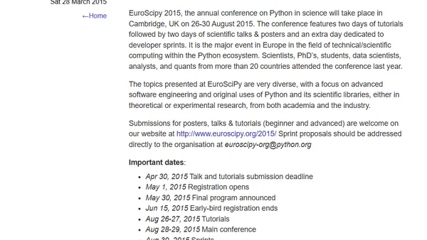 Euroscipy 2015: Call for paper