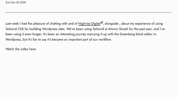 Video: Using Tailwind with Wordpress