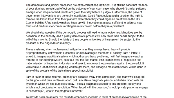 Should private platforms engage in censorship?