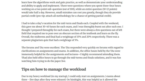 OMSCS CS6601 (Artificial Intelligence) Review and Tips