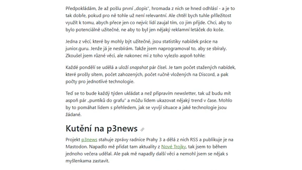 Týdenní poznámky: Krůčky směrem k vytvoření newsletteru